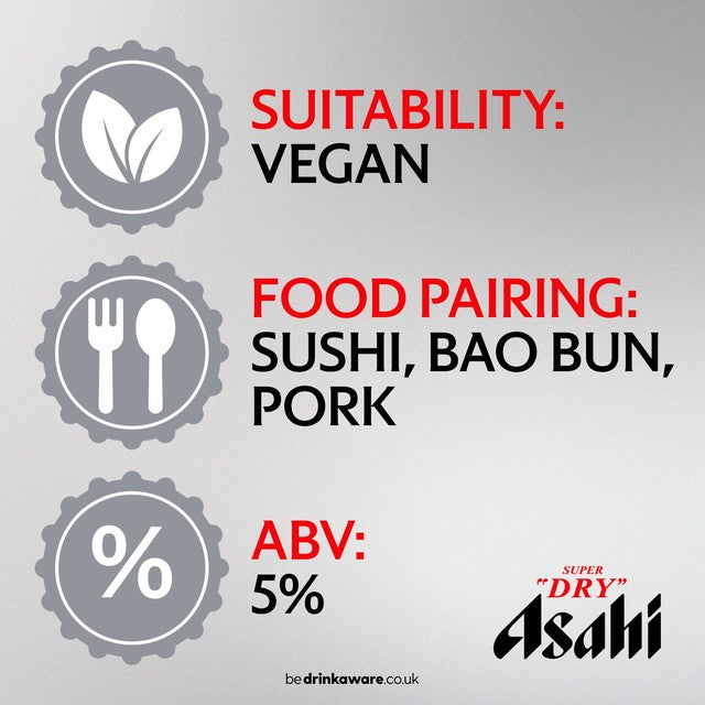Asahi Super Dry beer 4 x 330ml bottles - British product