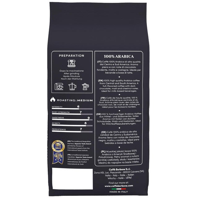 Caffe Borbone 100% Arabica coffee beans intensity 6 - British product
