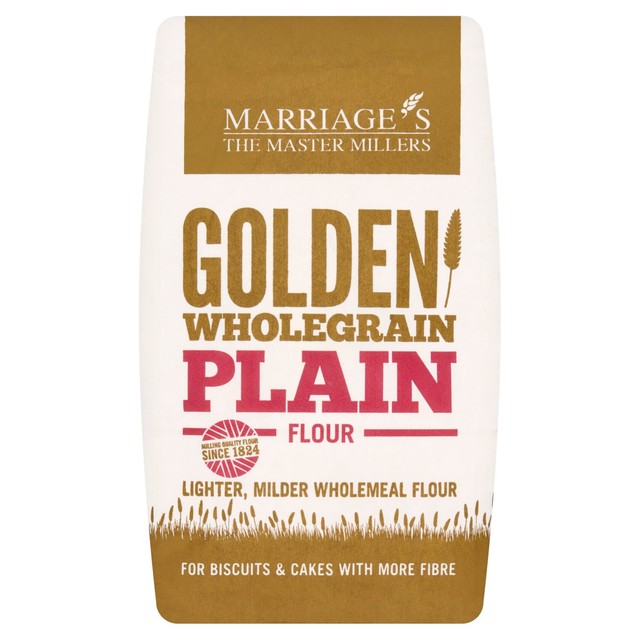 Marriage's Golden Wholegrain Plain Flour 1kg, imported from the UK