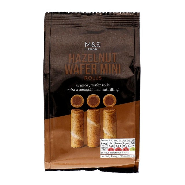 M&S hazelnut mini rolls 125g, imported from the UK