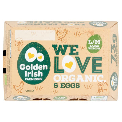 Goldene irische Bio-Eier, 6er-Packung (groß/mittel)