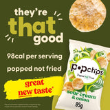 Popchips sour cream and onion sharing crisps 85g, imported from the UK