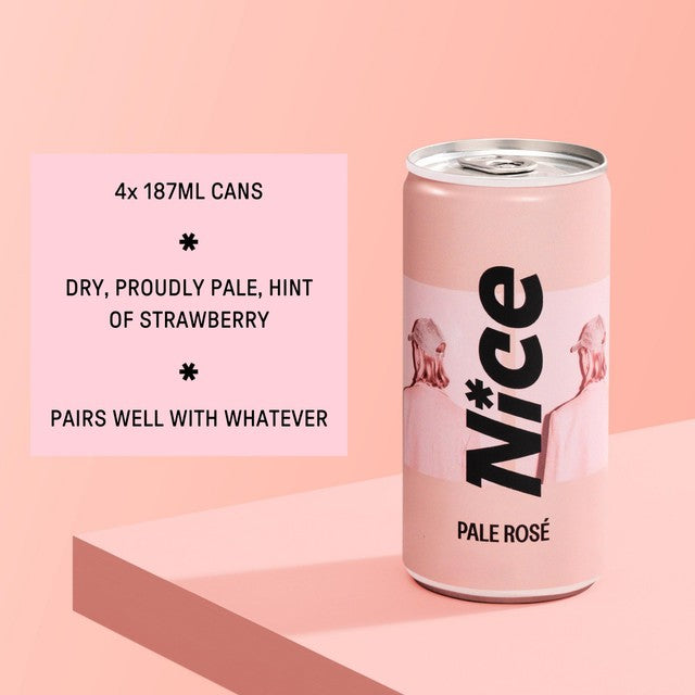 NICE pale rosé canned wine 4 x 187ml, imported from the UK