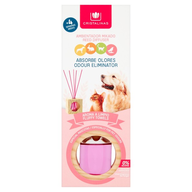 Cristalinas pet odour eliminator reed diffuser Fluffy Towels 30ml - British product