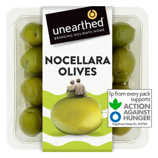 Unearthed Nocellara stone-in olives in oil, imported from the UK