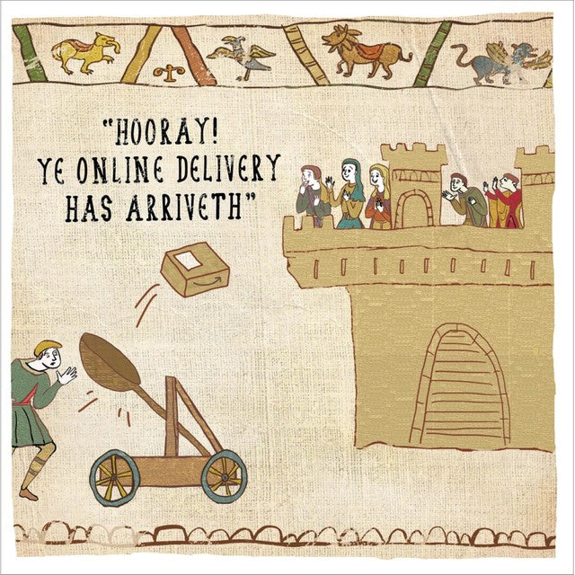 Woodmansterne Hysterical Histories greeting card, UK version
