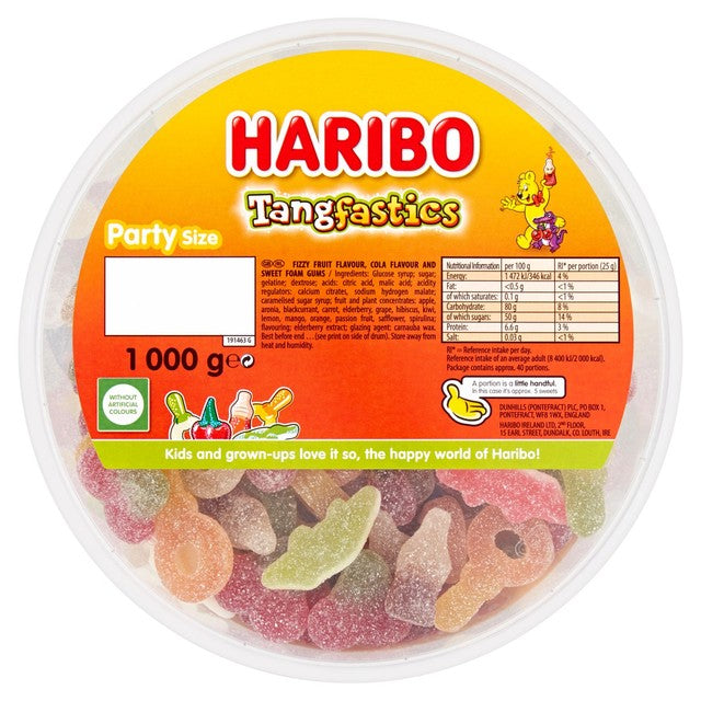 Haribo Tangfastics tangy sweets 1kg tub (British brand)
