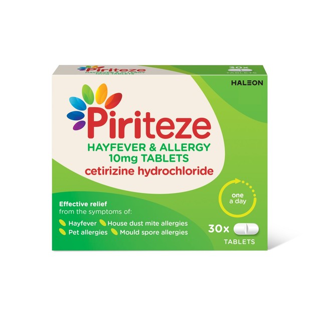 Piriteze hayfever and allergy tablets 30s, imported from the UK