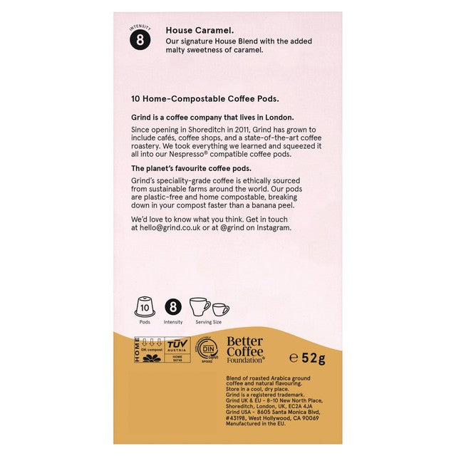 Grind caramel coffee pods 10 pack - British product