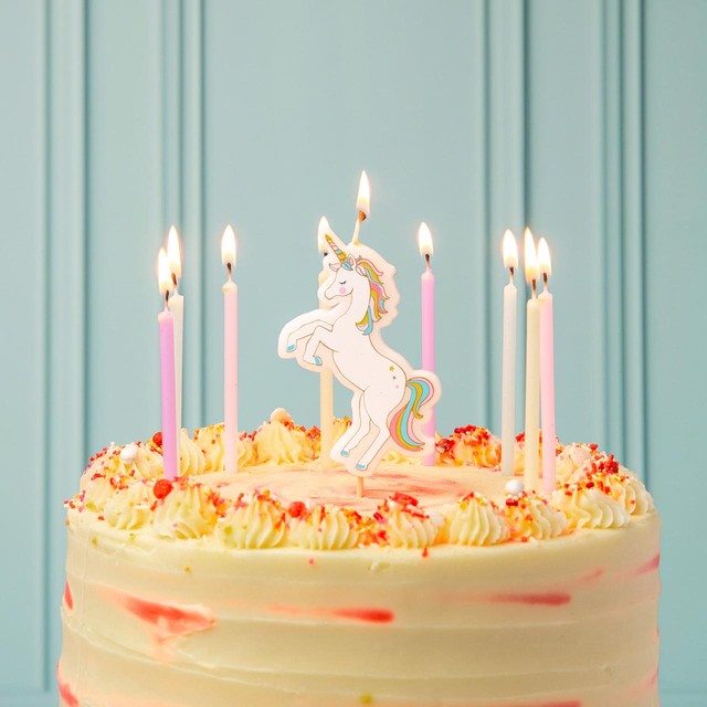 Talking Tables unicorn birthday cake candle (British brand)