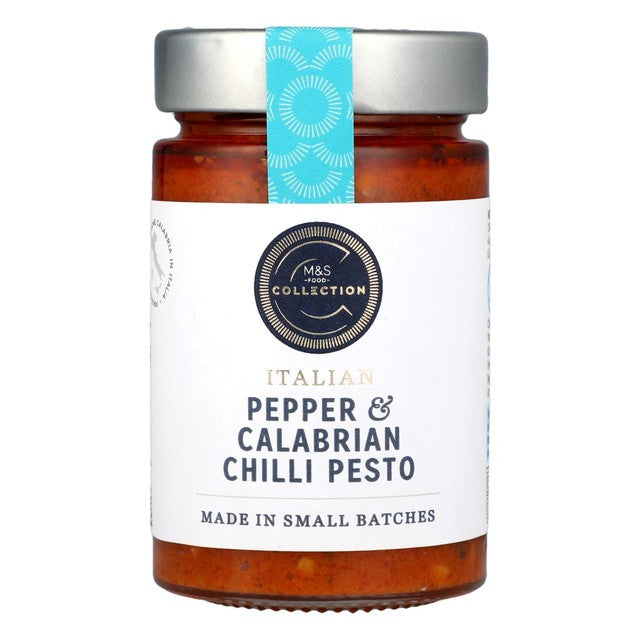 M&S pepper & Calabrian chilli pesto sauce 190g, imported from the UK