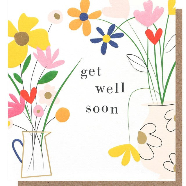 Caroline Gardner floral get well soon card 140 x 146mm - British product