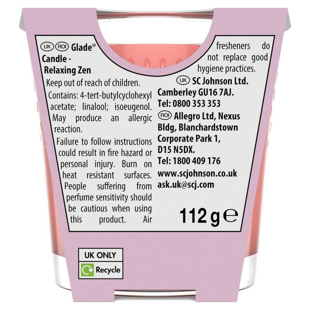 Glade scented candle Relaxing Zen 112g, UK version