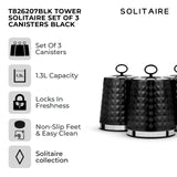Tower Solitaire black canisters set of 3 (British brand)