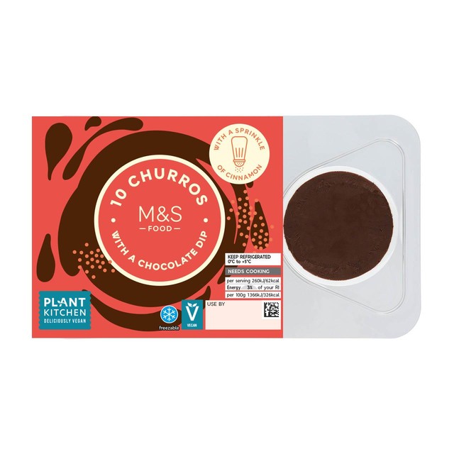M&S churros with chocolate dip 10 pack, imported from the UK