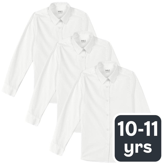 M&S girls slim fit blouses white size 10-11, imported from the UK