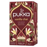 Pukka Herbs vanilla chai herbal tea bags 20 pack, imported from the UK