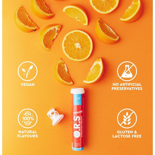 O.R.S orange electrolyte tablets 20 count, imported from the UK