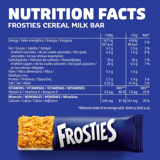 Kellogg's Frosties cereal bars 4 x 25g, UK version