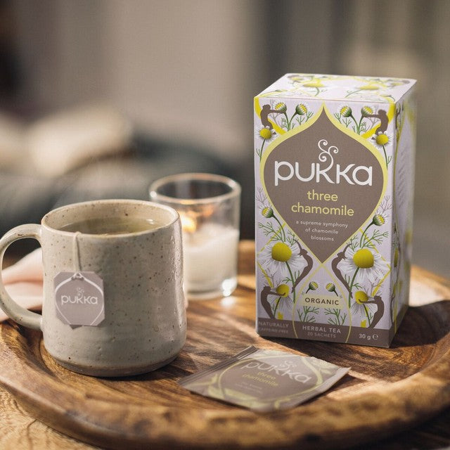 Pukka Herbs Organic Three Chamomile Tea 20 Bags, imported from the UK