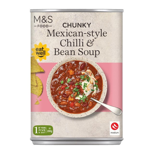 M&S Chunky Mexican-Style Chilli & Bean Soup 400g, imported from the UK