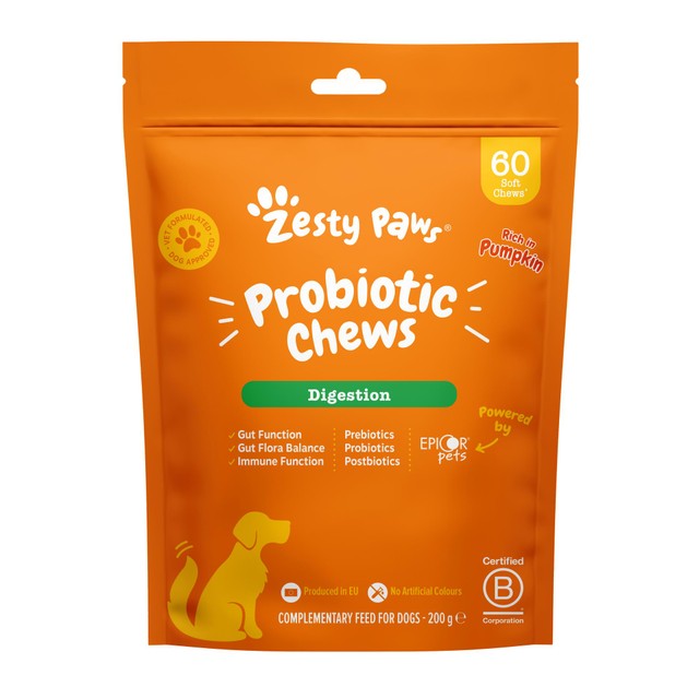 Zesty Paws dog chews probiotic pumpkin flavour - British product
