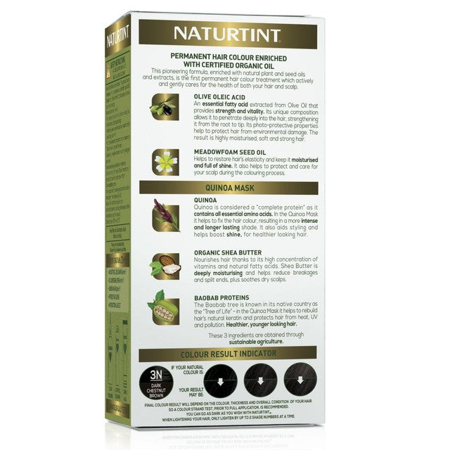 Naturtint permanent hair colour gel 3N Dark Chestnut Brown, imported from the UK