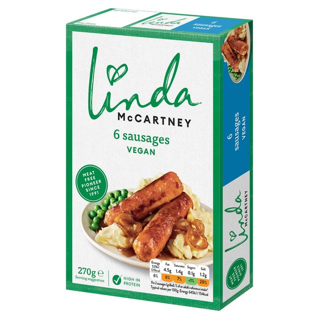 Linda McCartney frozen vegetarian sausages 270g, UK version