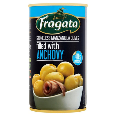 M&S Fragata Green Olives Stuffed with Anchovy Reduced Salt 350g- Buy online at McGrocer