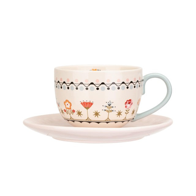 Cath Kidston teacup saucer set floral stoneware (British brand)