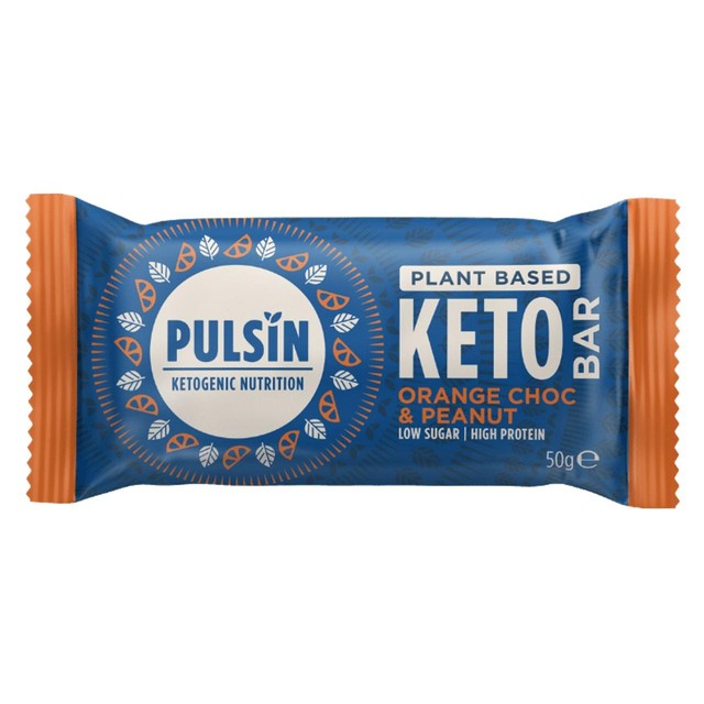 Pulsin orange chocolate and peanut vegan keto protein bar 50g, imported from the UK