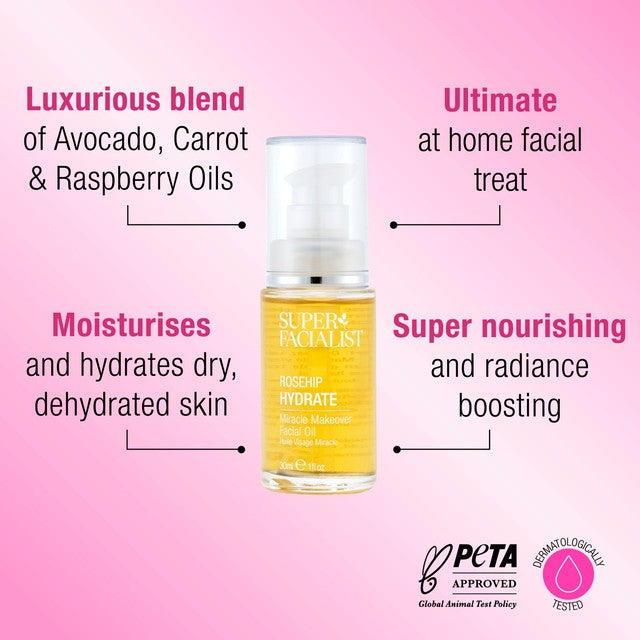 Super Facialist rose hydrating facial oil 30ml (British brand)