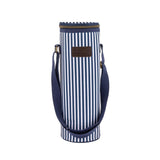 Three Rivers navy and white striped insulated bottle carrier (British brand)