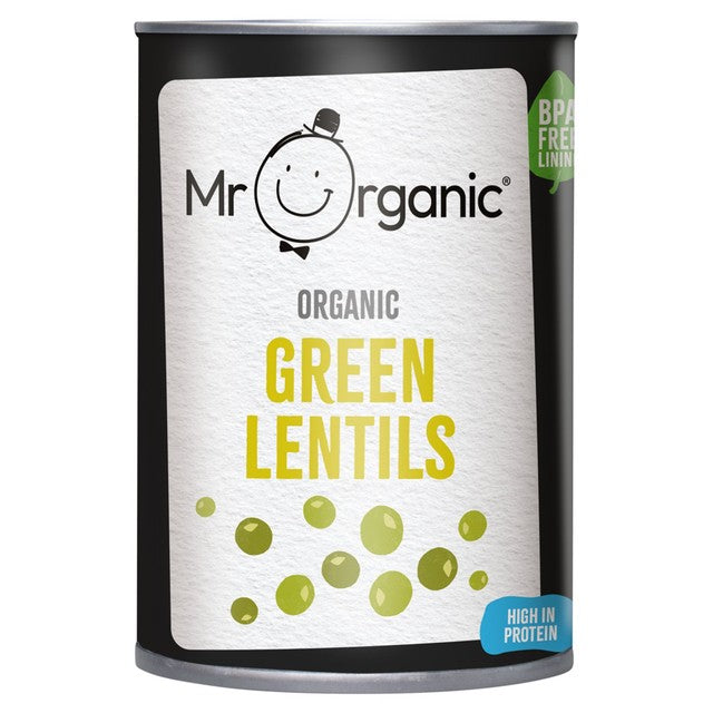 Mr Organic green lentils 400g, imported from the UK
