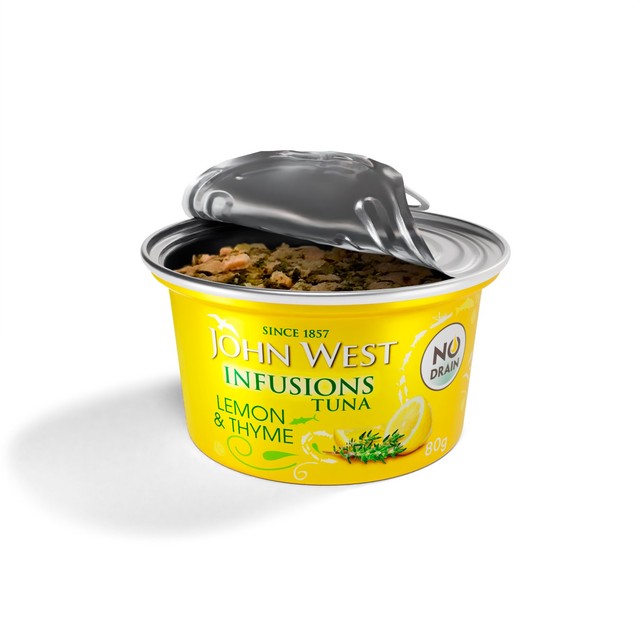John West lemon & thyme tuna infusions canned tuna 80g, UK version