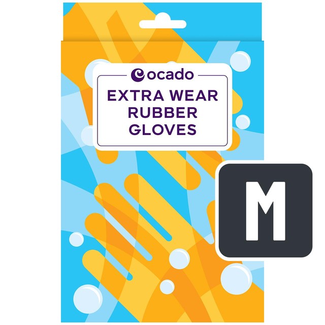 Ocado Extra Wear Rubber Gloves Medium, imported from the UK