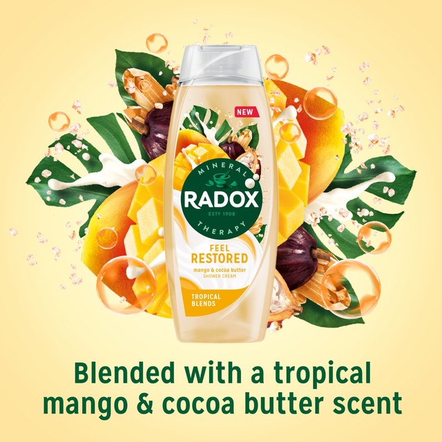 Radox Feel Restored Tropical Blends shower gel, imported from the UK