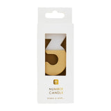 Talking Tables number 3 gold large candle (British brand)