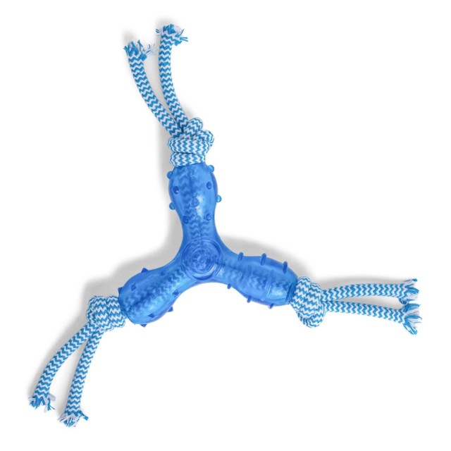 Petface Tripod rubber and rope chew toy for puppies, UK version