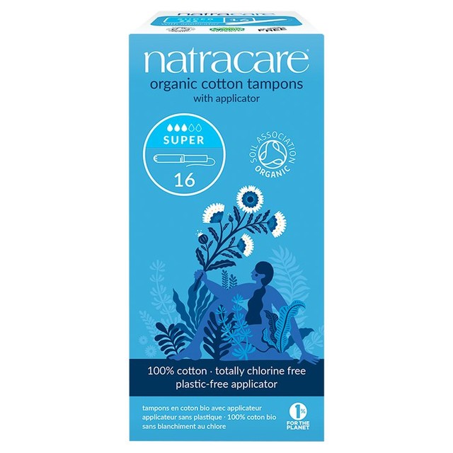 Natracare Organic Tampons Super with Applicator 16 pack, imported from the UK