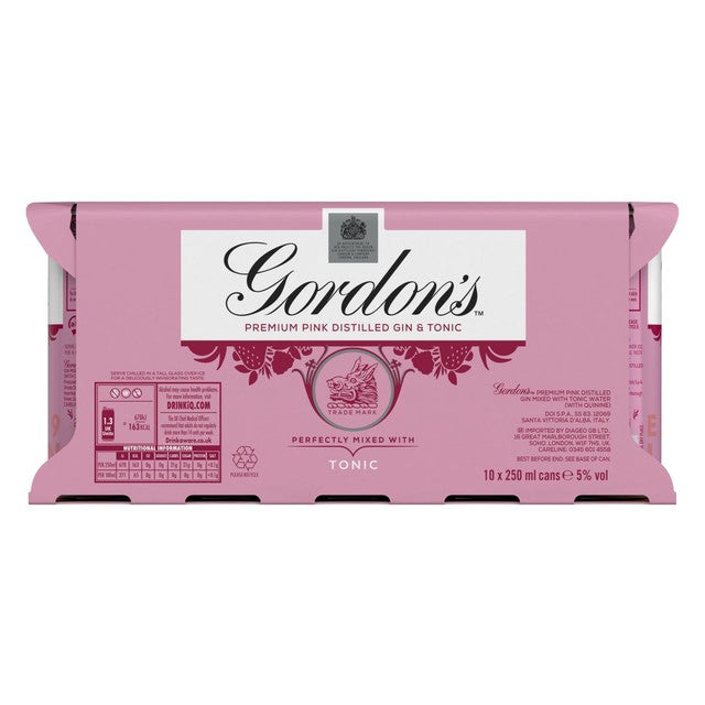 Gordon's pink gin and tonic canned cocktail 250ml, UK version