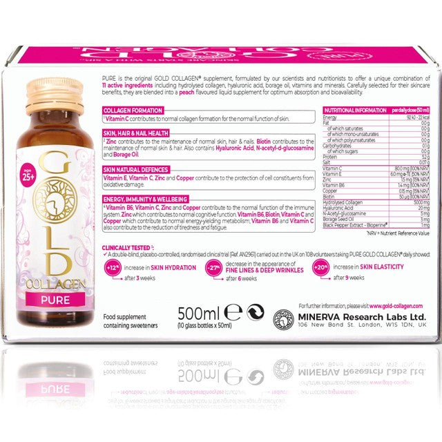 Gold Collagen Pure skin hair nail supplement 50ml bottles, imported from the UK