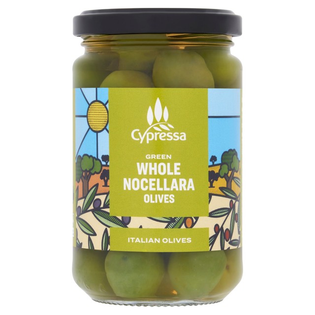 Cypressa green whole nocellara olives 290g - British product