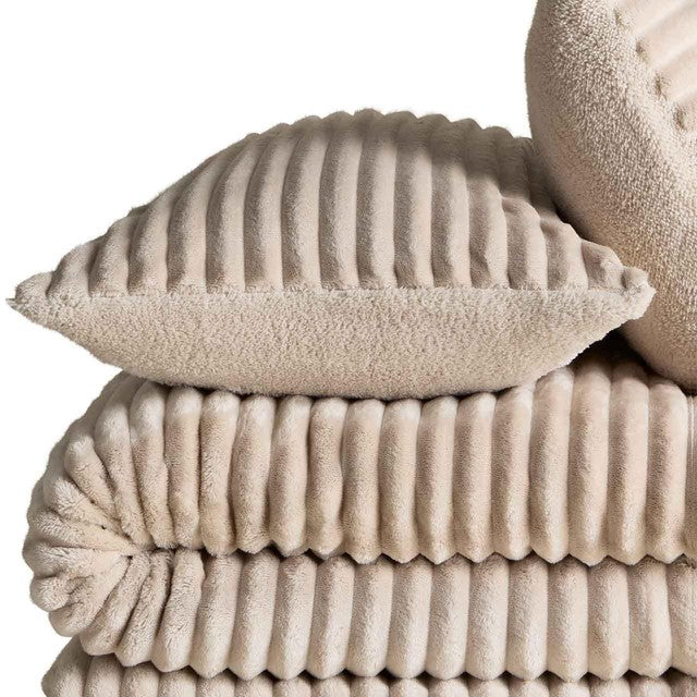 M&S cloud fleece striped bedding set single neutral, UK version