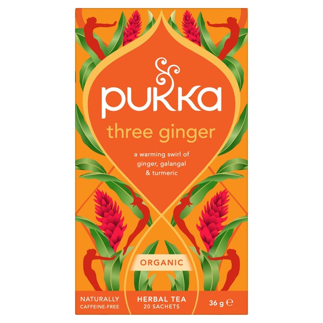 Pukka Three Ginger herbal tea bags x20, imported from the UK