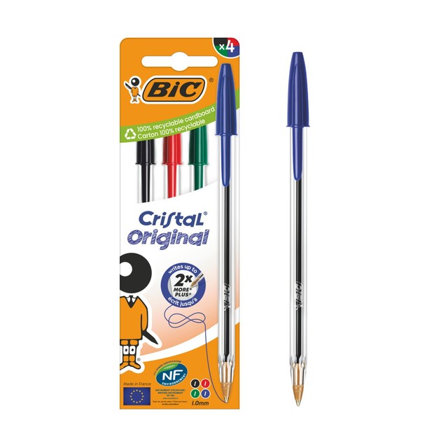 BIC Cristal Original ballpoint pens assorted colors box of 4 - British product