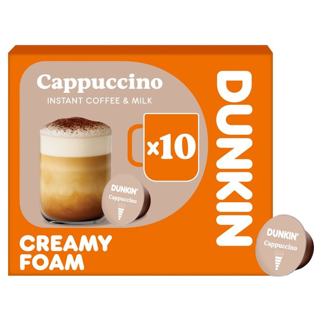 Dunkin cappuccino coffee pods for Dolce Gusto machines - British product