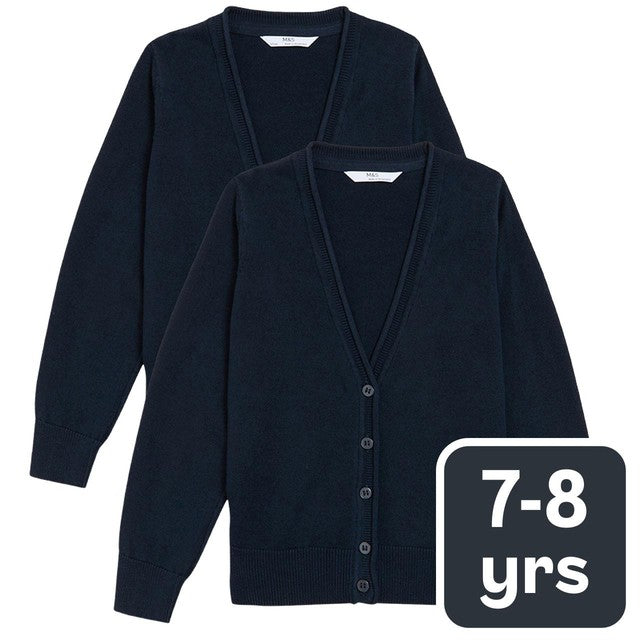 M&S 2-pack cotton cardigan with StayNEW 7-8 Y, imported from the UK
