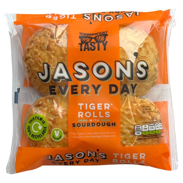 Jasons Tiger White Sourdough Rolls 4 pack, UK version