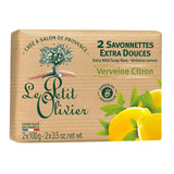Le Petit Olivier extra mild verbena lemon soap bar 2 x 100g, UK version